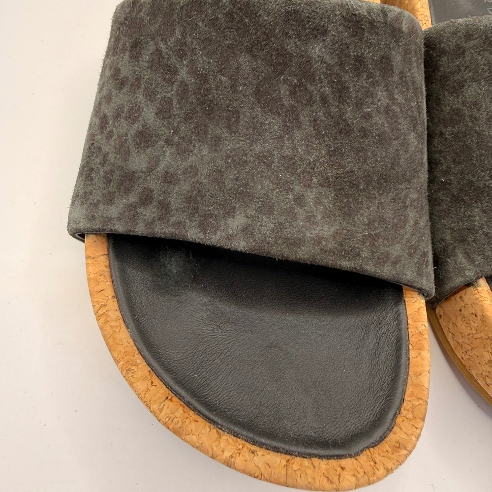 Veronica Beard Dresdyn Grey Suede Leopard Cork Platform Slide Sandals 7M - Picture 3 of 9